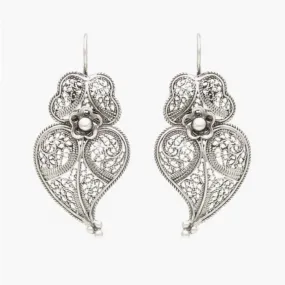 Delicate Heart of Viana Filigree Silver Earrings