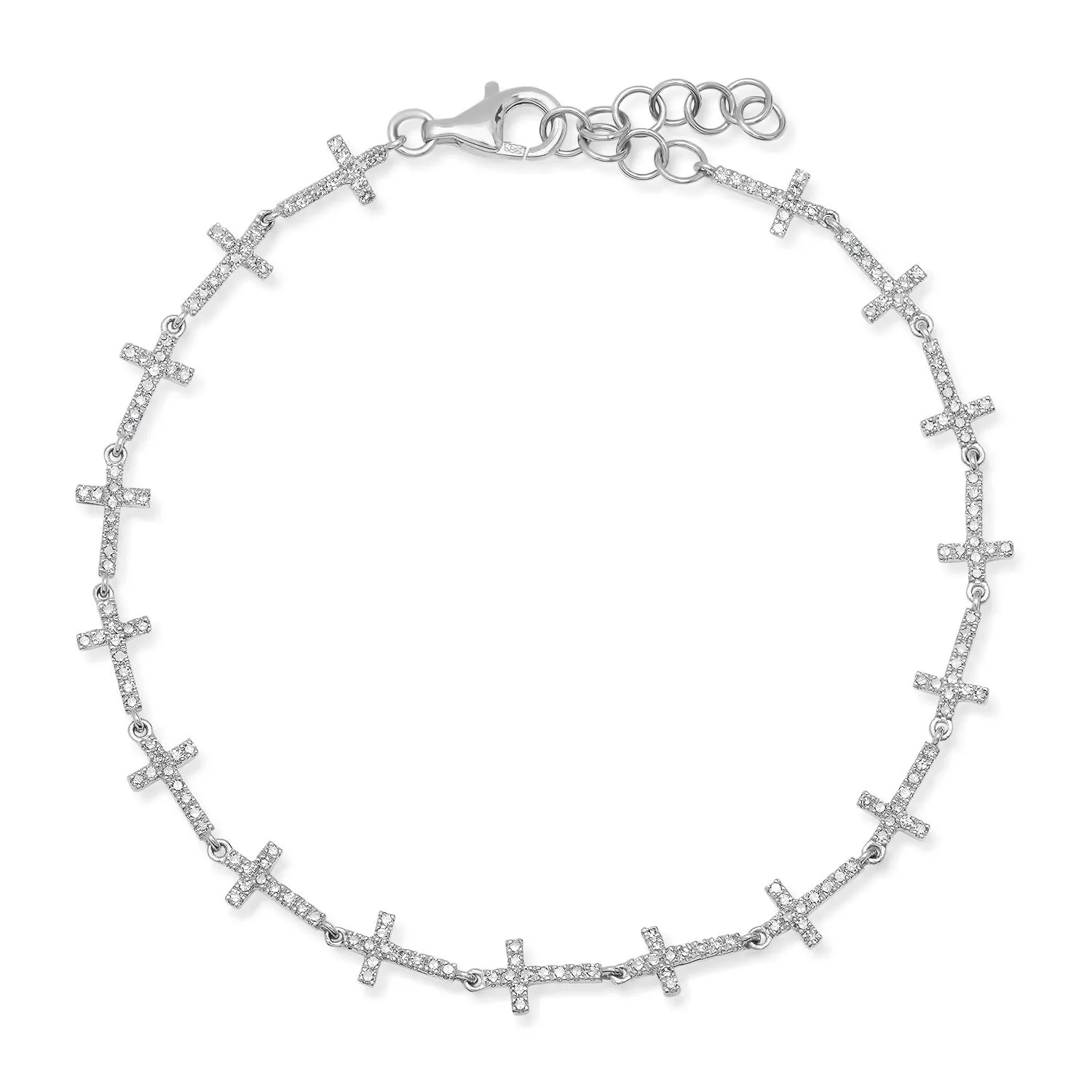 Delicate Pave Diamond Cross Bracelet