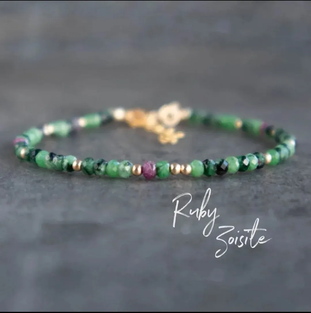 Delicate Ruby Zoisite Gemstone Bracelet