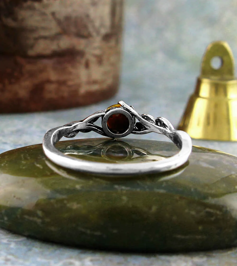 Delicate Vine Ring with Tiger's Eye Cabochon