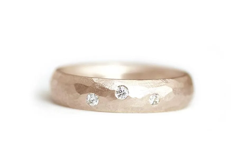 Diamond Rustic Faceted Band