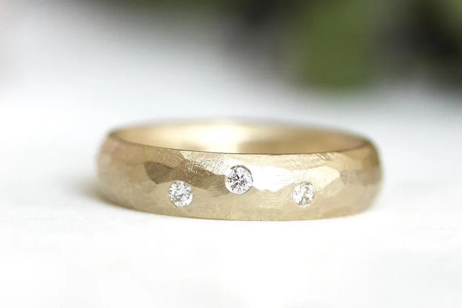 Diamond Rustic Faceted Band