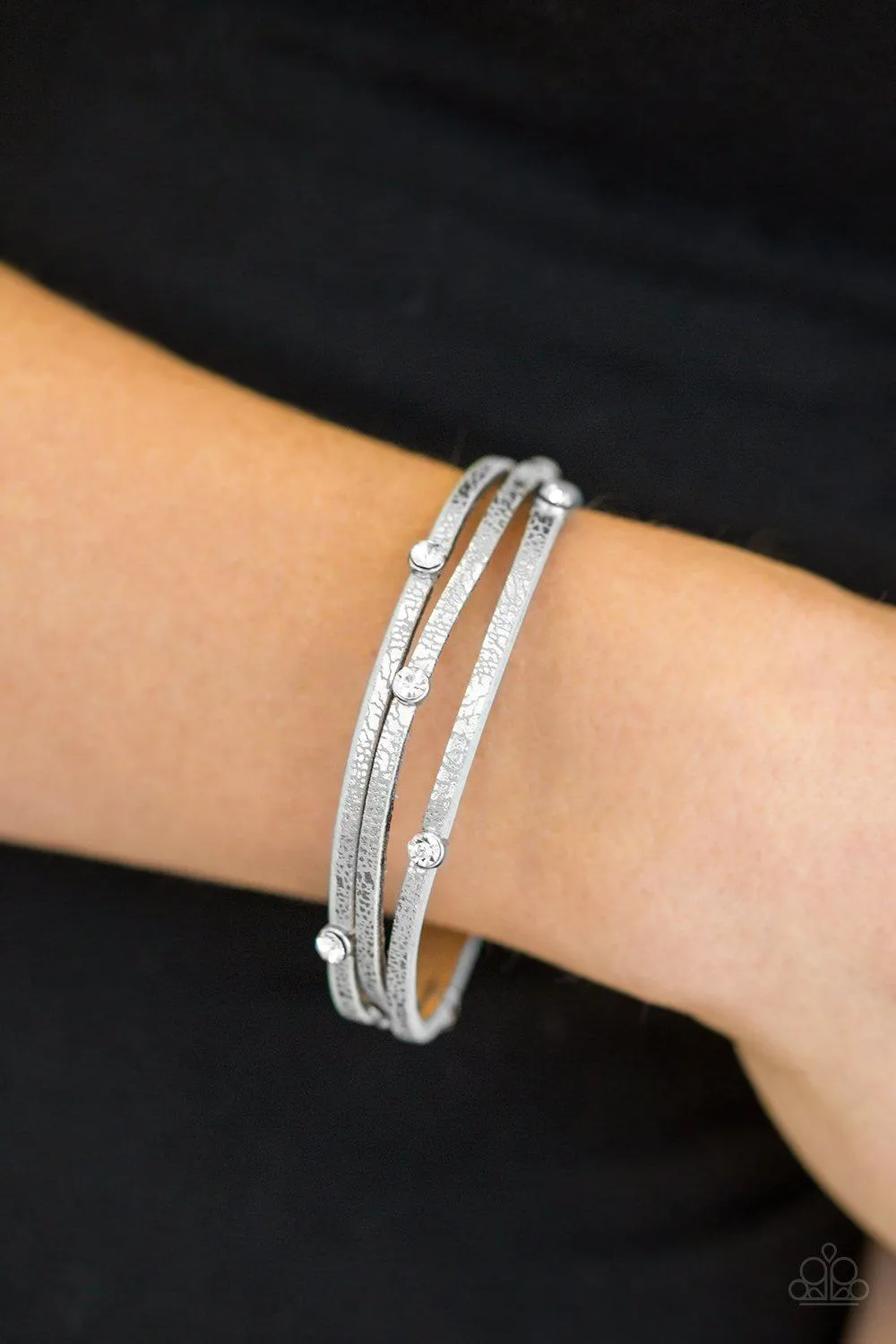 Drop A Shine Silver Urban Wrap Snap Bracelet - Paparazzi Accessories