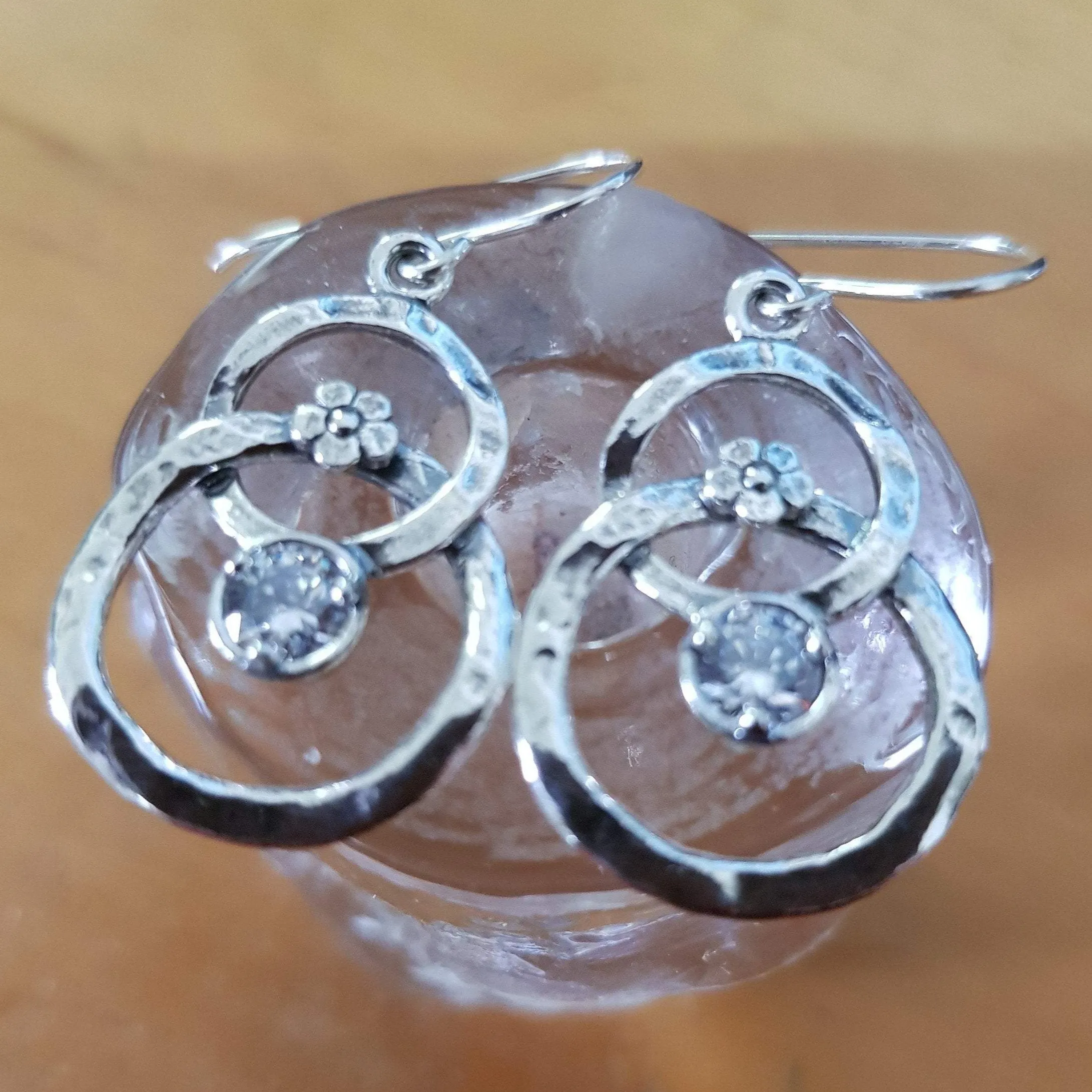 Earrings for woman, silver dangling earrings Delicate   CZ zircons