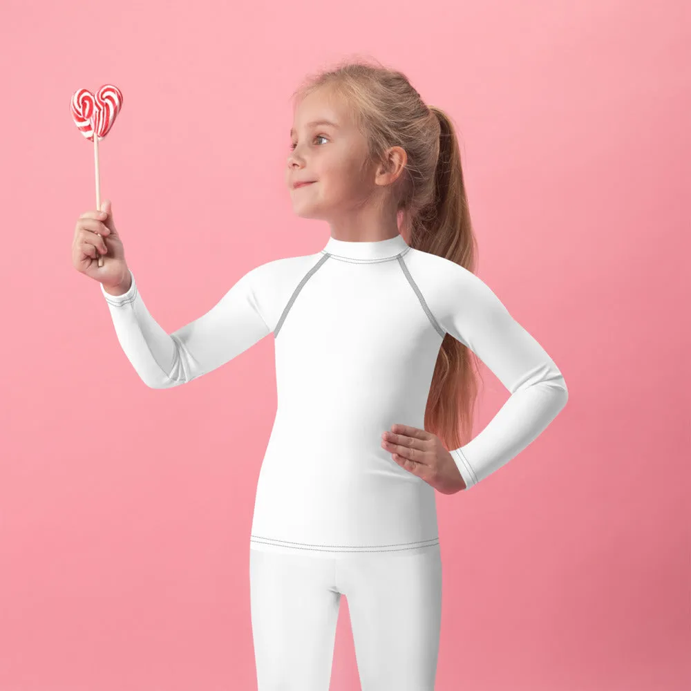 Easy Breezy: Solid Color Rash Guards for Kids Girls - Snow