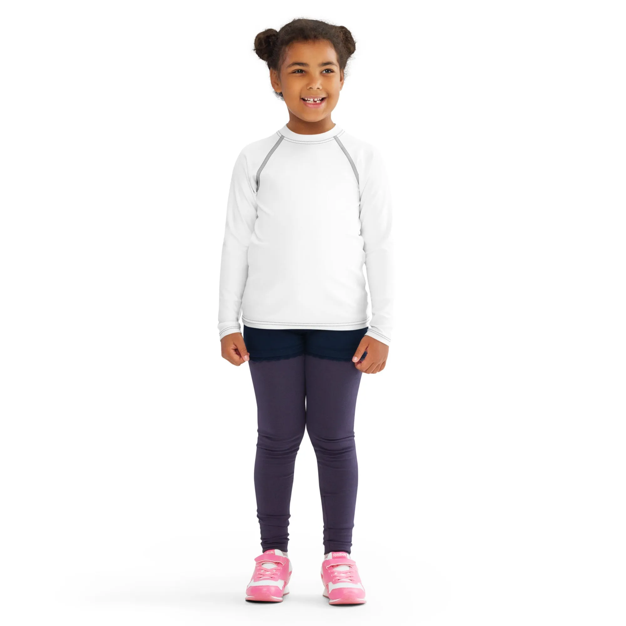 Easy Breezy: Solid Color Rash Guards for Kids Girls - Snow