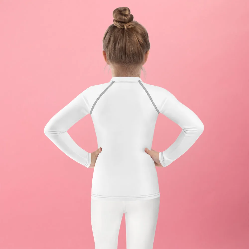 Easy Breezy: Solid Color Rash Guards for Kids Girls - Snow