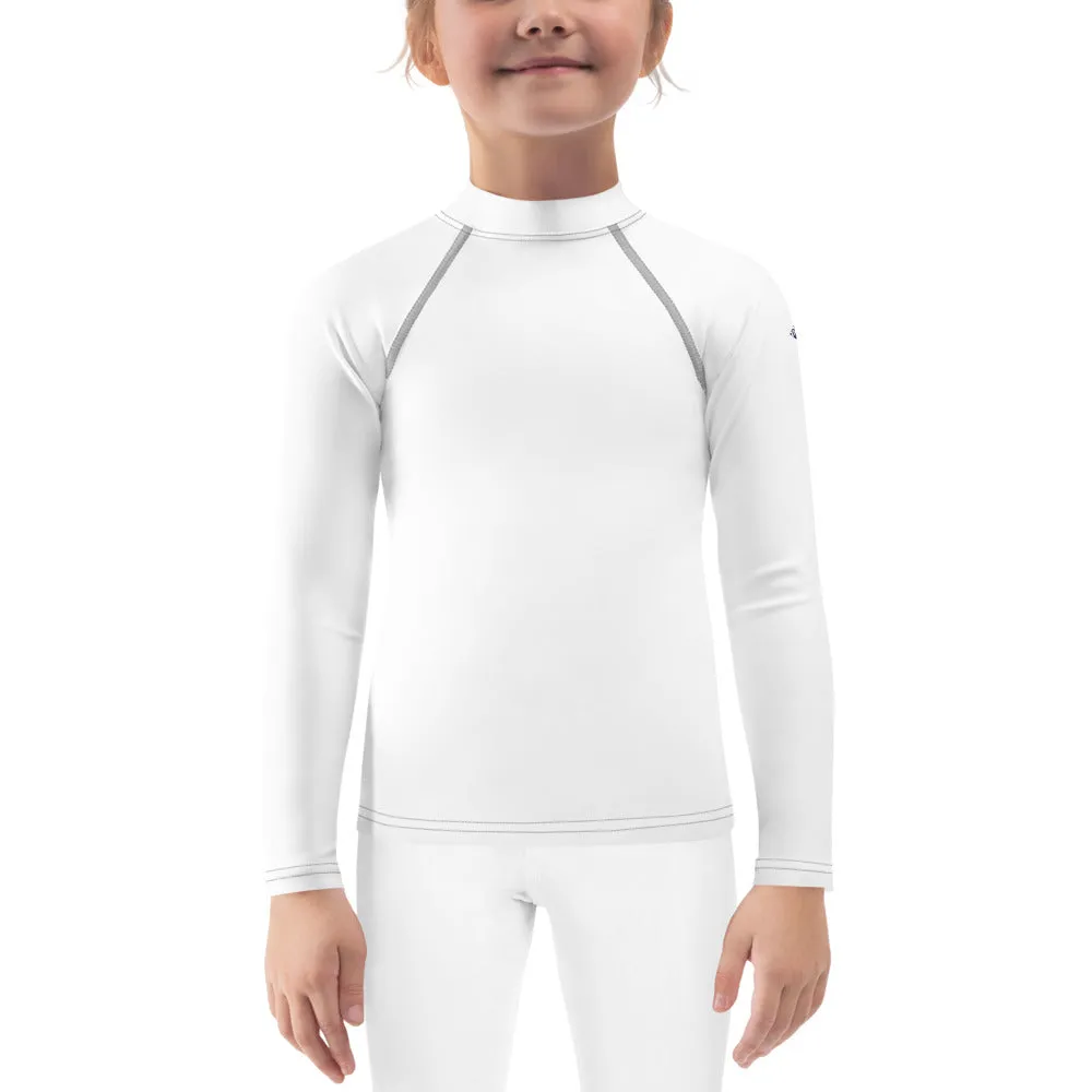 Easy Breezy: Solid Color Rash Guards for Kids Girls - Snow