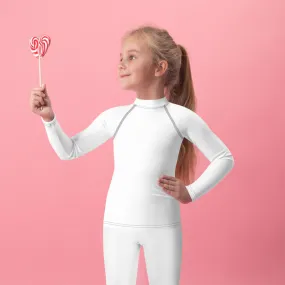 Easy Breezy: Solid Color Rash Guards for Kids Girls - Snow