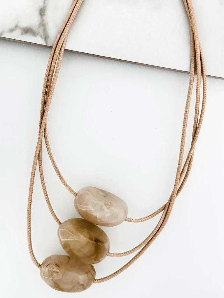 Envy Triple Stone Layered Necklace - Taupe