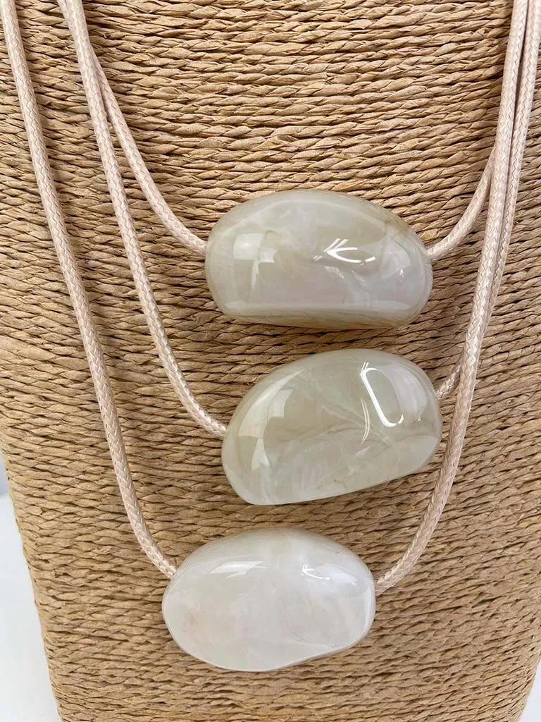 Envy Triple Stone Layered Necklace - Taupe