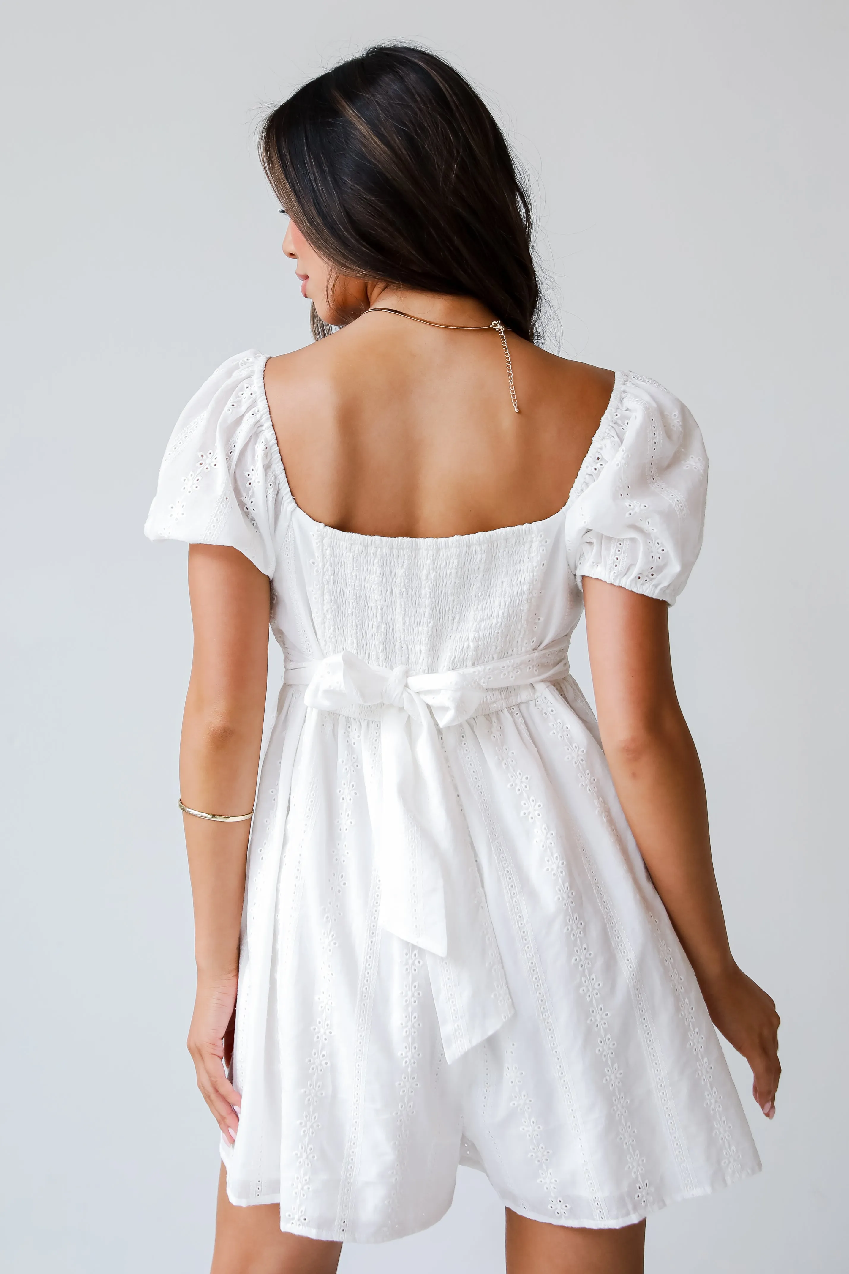 FINAL SALE - Breezy Approach White Eyelet Romper