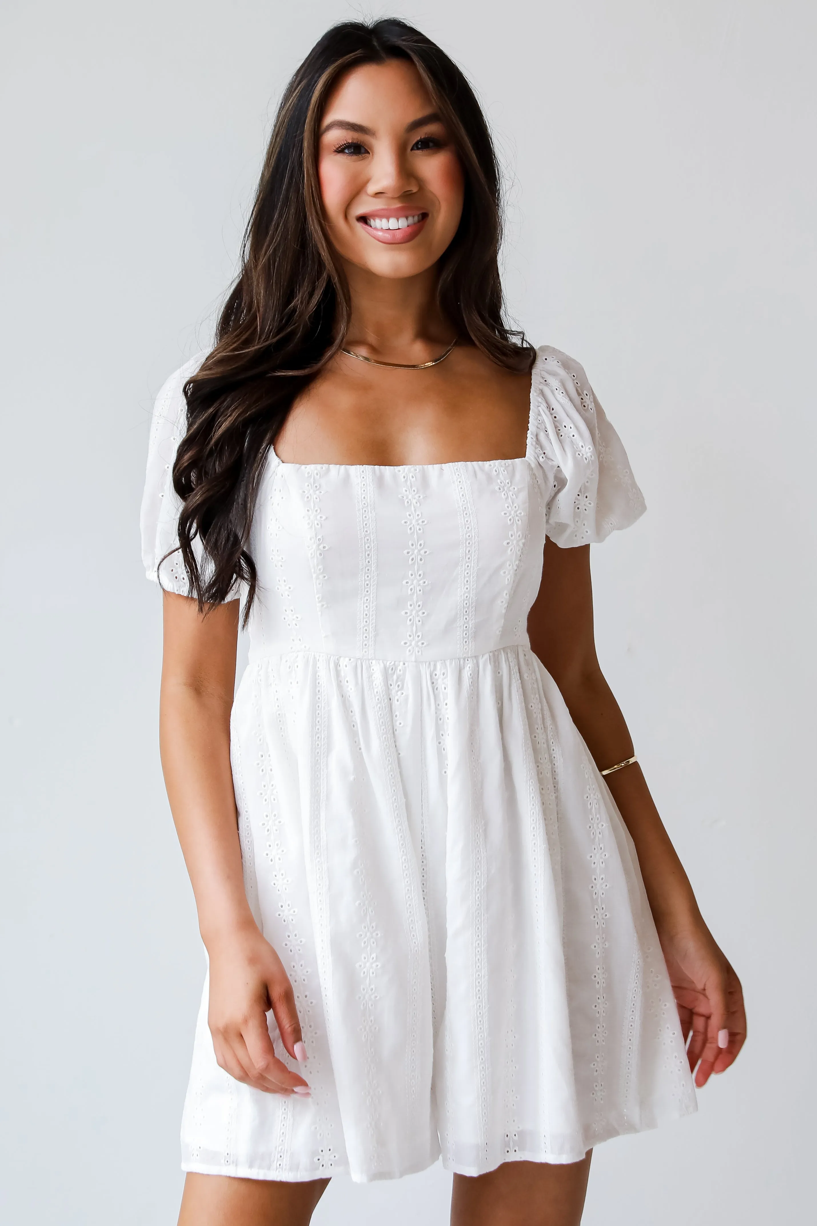 FINAL SALE - Breezy Approach White Eyelet Romper