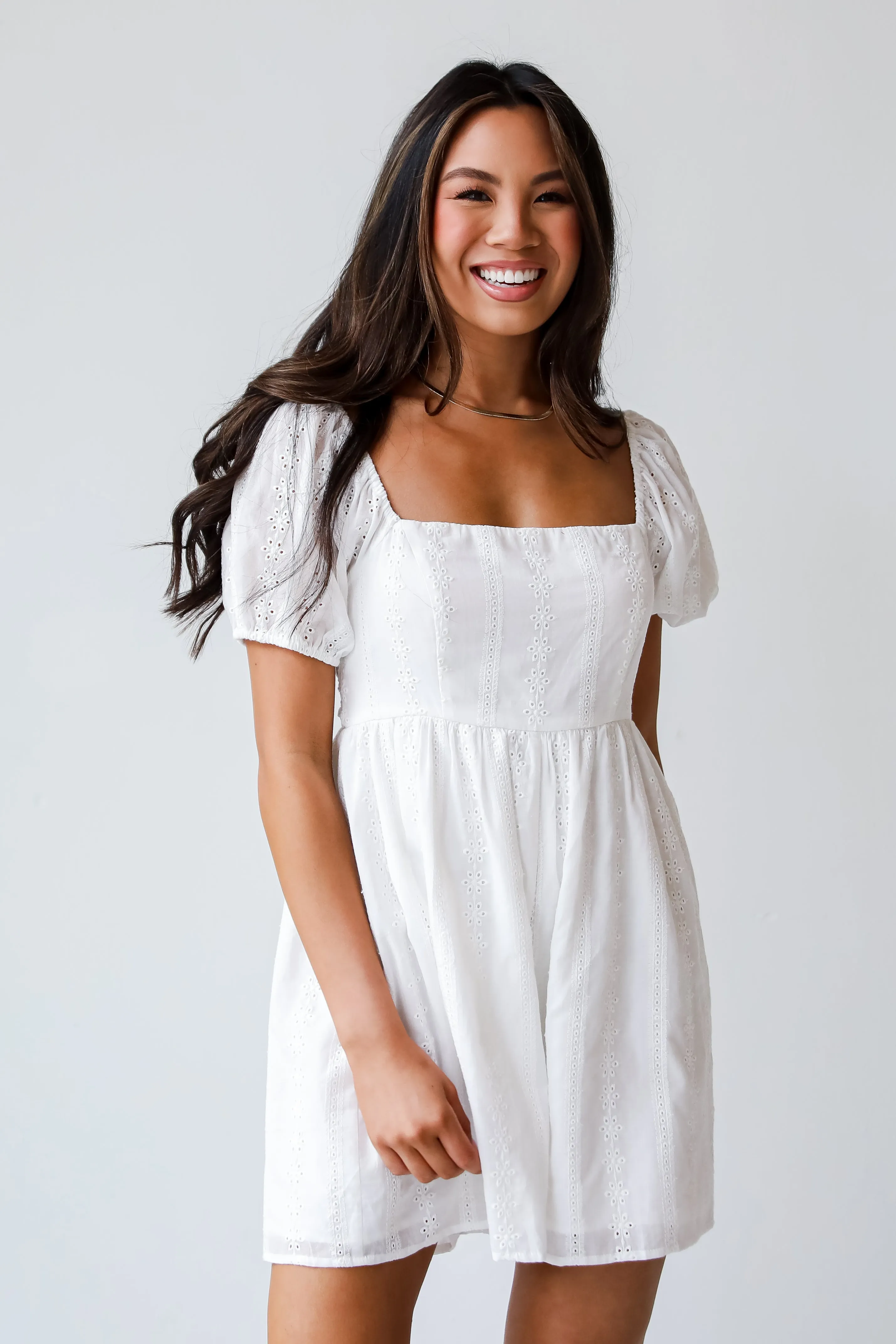 FINAL SALE - Breezy Approach White Eyelet Romper