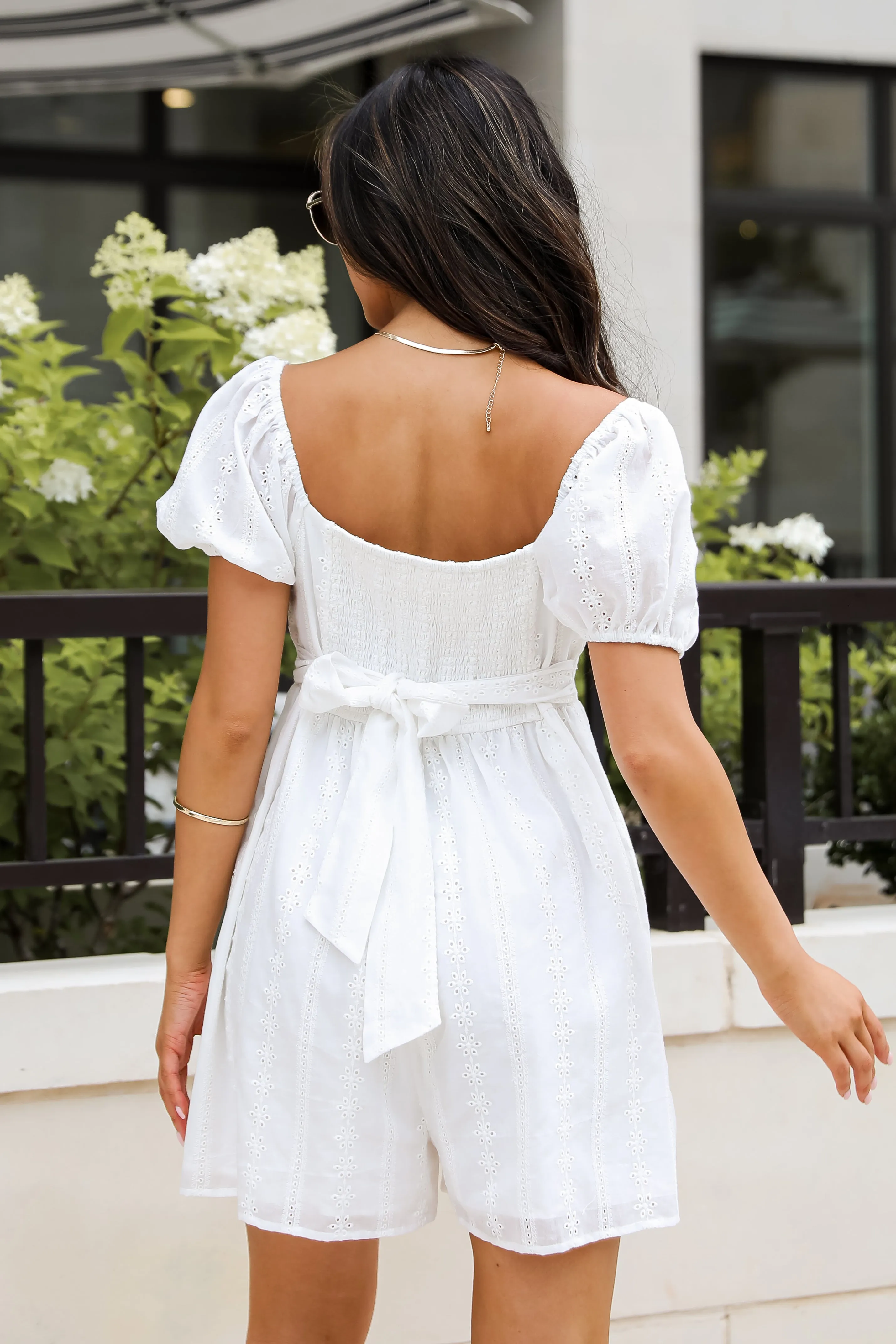 FINAL SALE - Breezy Approach White Eyelet Romper