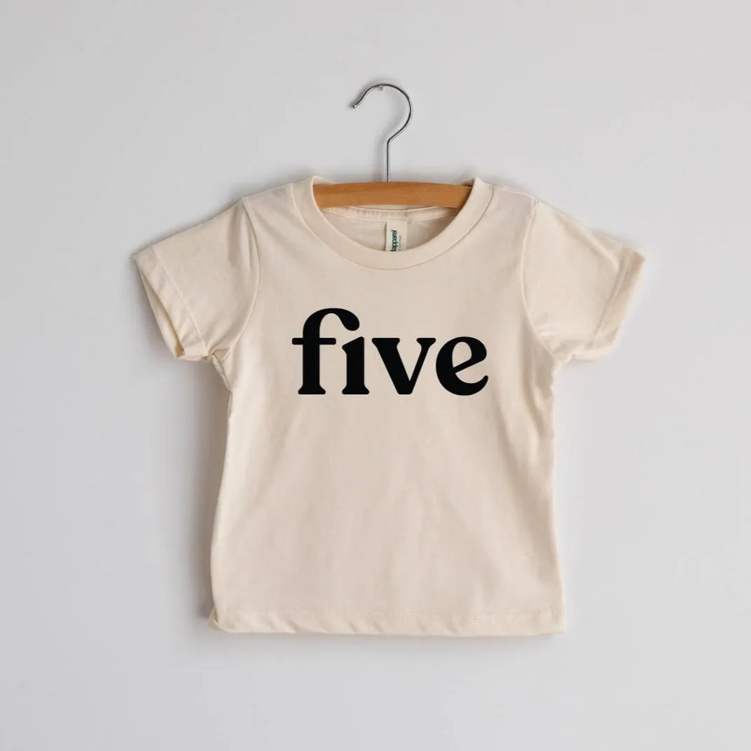 'Five' Modern Organic Birthday Tee