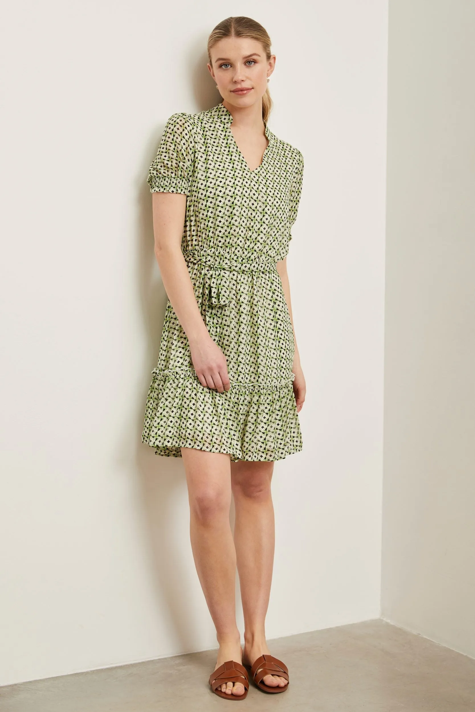 Fluid dress with ruching details