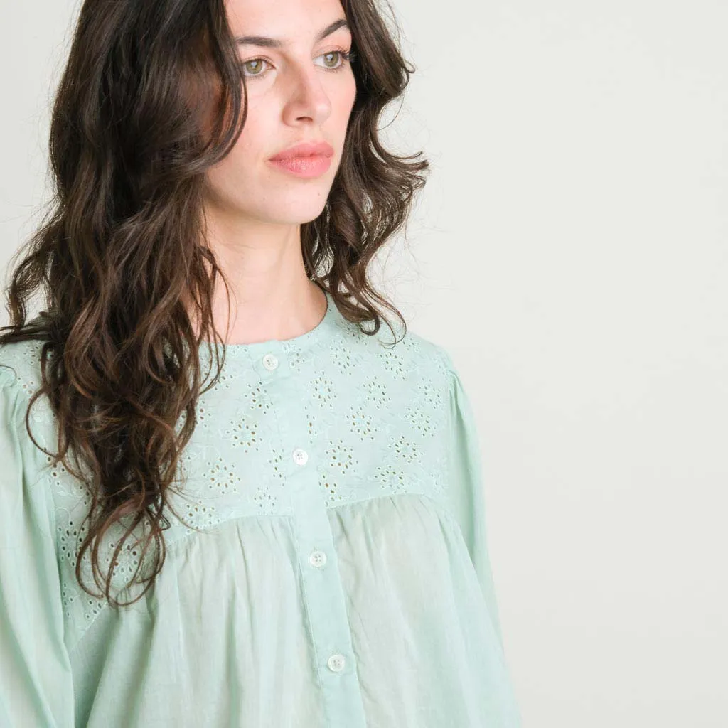 Gilda Cotton Breezy Blouse | Mint