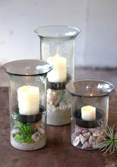 Glass Candle Cylinder w/ Rustic Insert