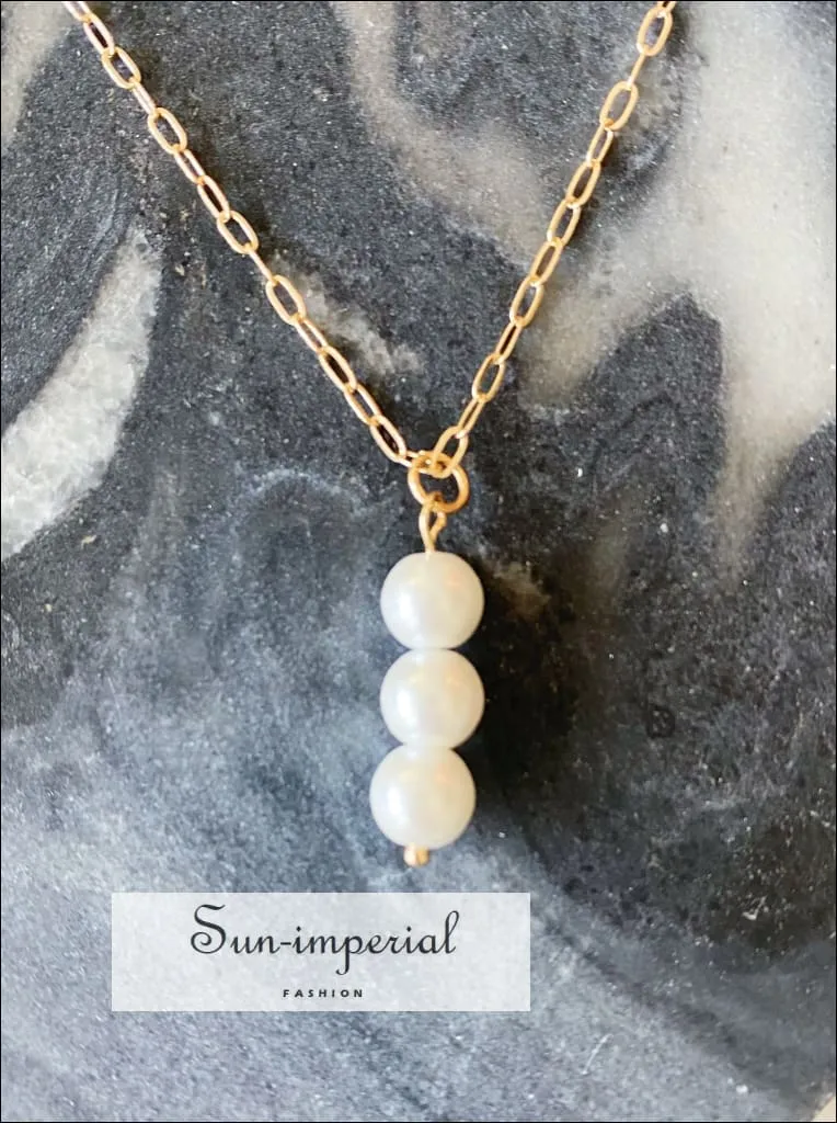 Gold Plated Pearl Heart Layered Necklace