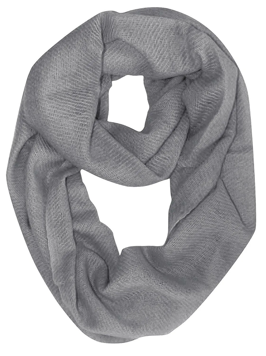 Gray Light and Soft Luxurious Cashmere Wool Infinity Loop Wrap Scarf