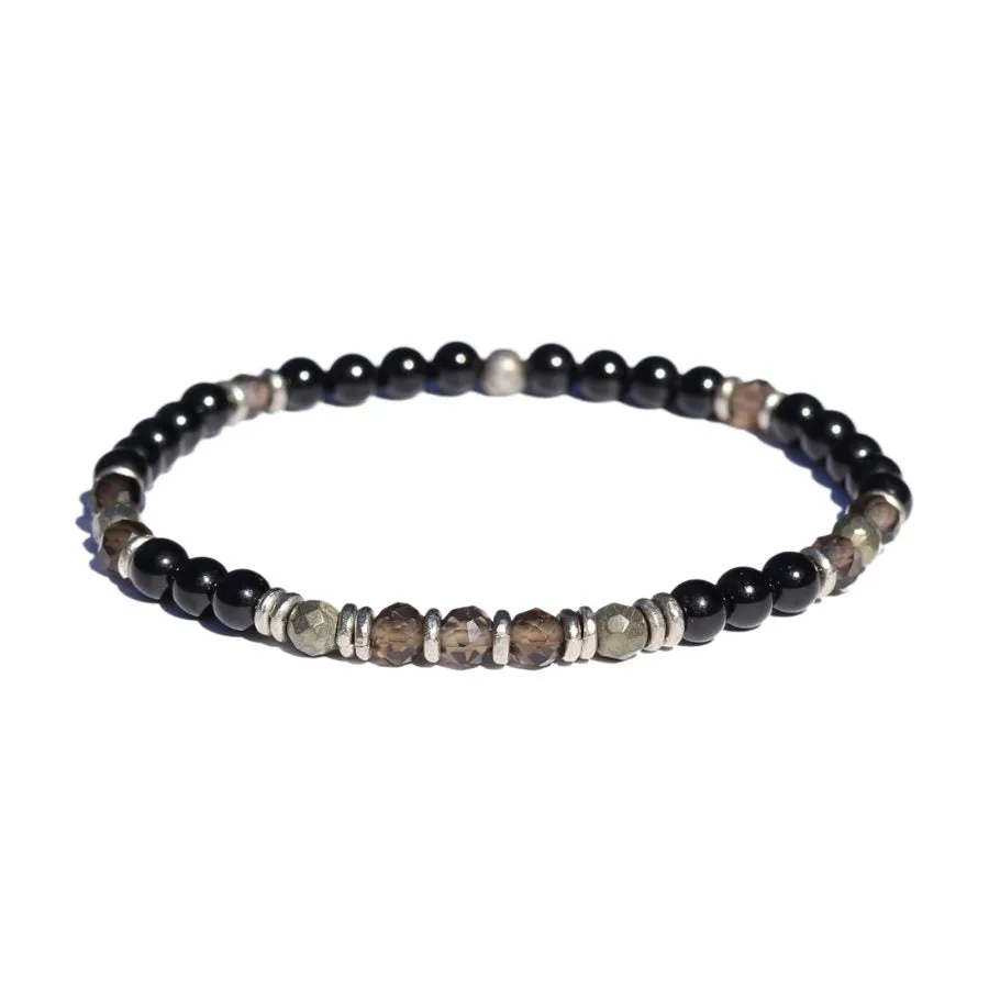 Grounding Black Tourmaline and Smoky Quartz Delicate Bracelet