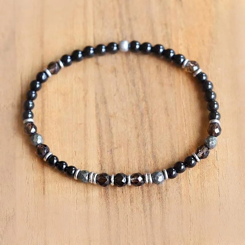 Grounding Black Tourmaline and Smoky Quartz Delicate Bracelet