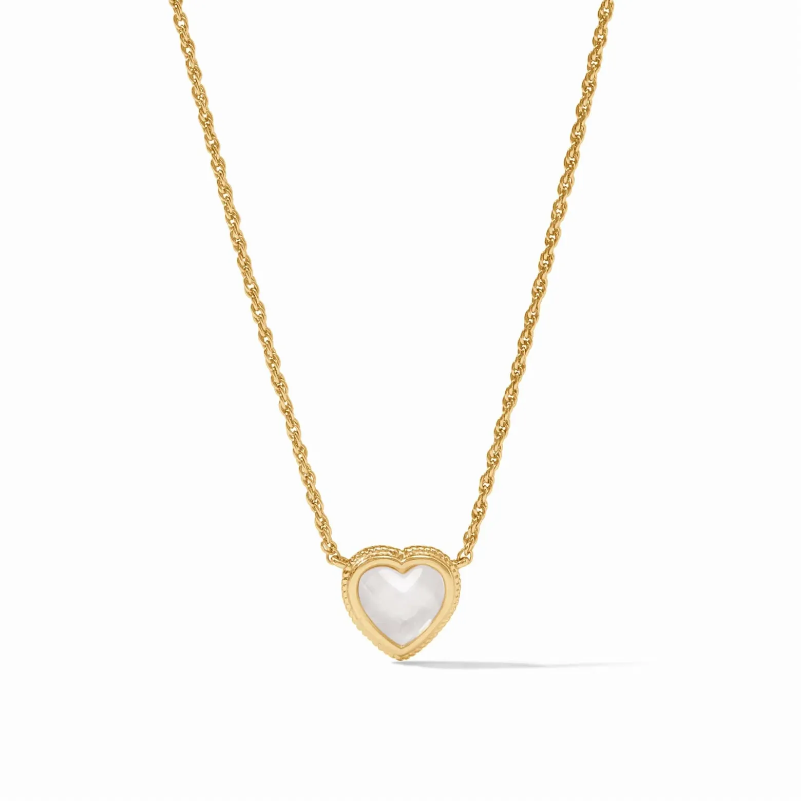 Julie Vos Heart Delicate Necklace, Clear Crystal