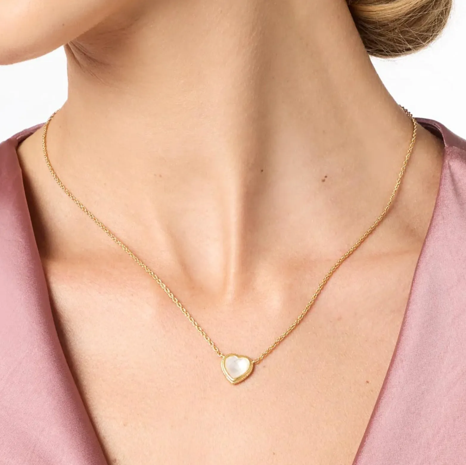 Julie Vos Heart Delicate Necklace, Pearl