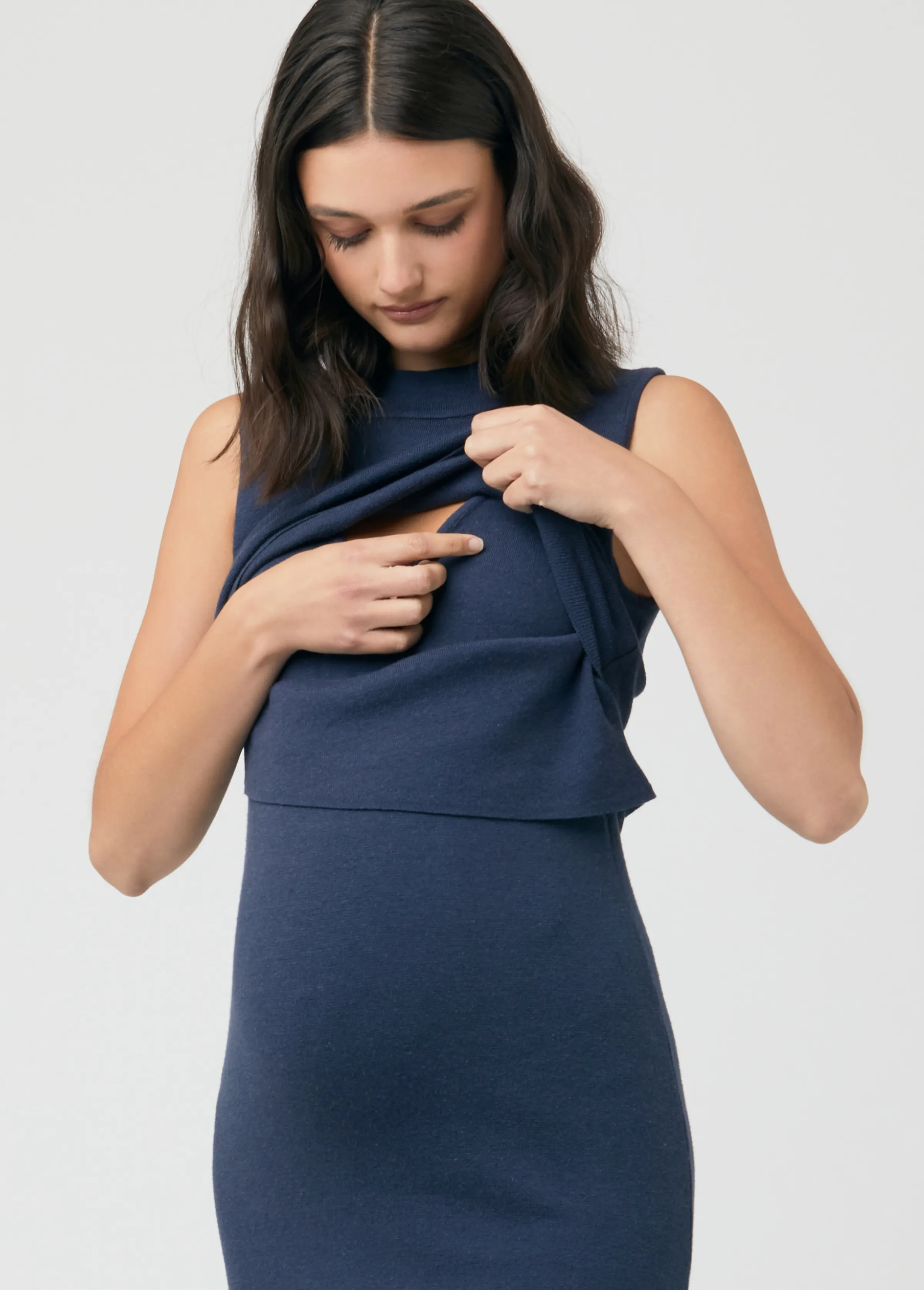 Layered Knit Nursing Dress