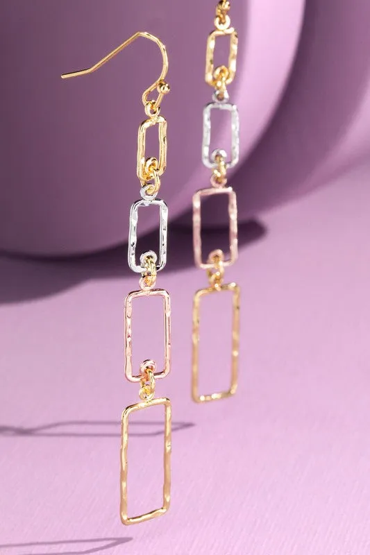 Layered Rectangle Dangle Earrings