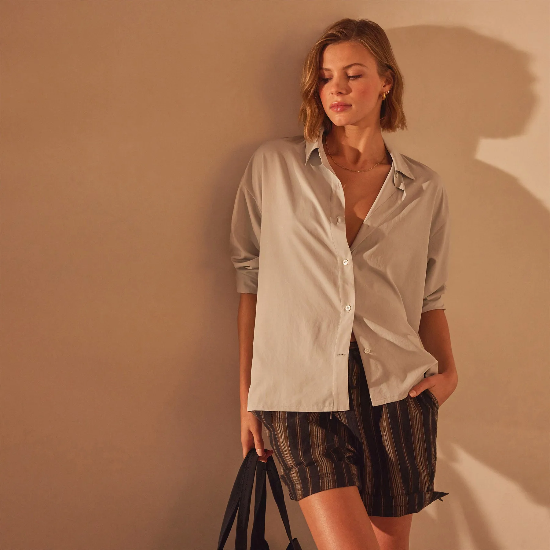 Lightweight Matte Sateen Fluid Shirt - Salt