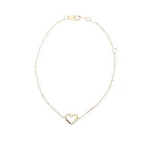 LOVE Open Heart Delicate Bracelet in 14k