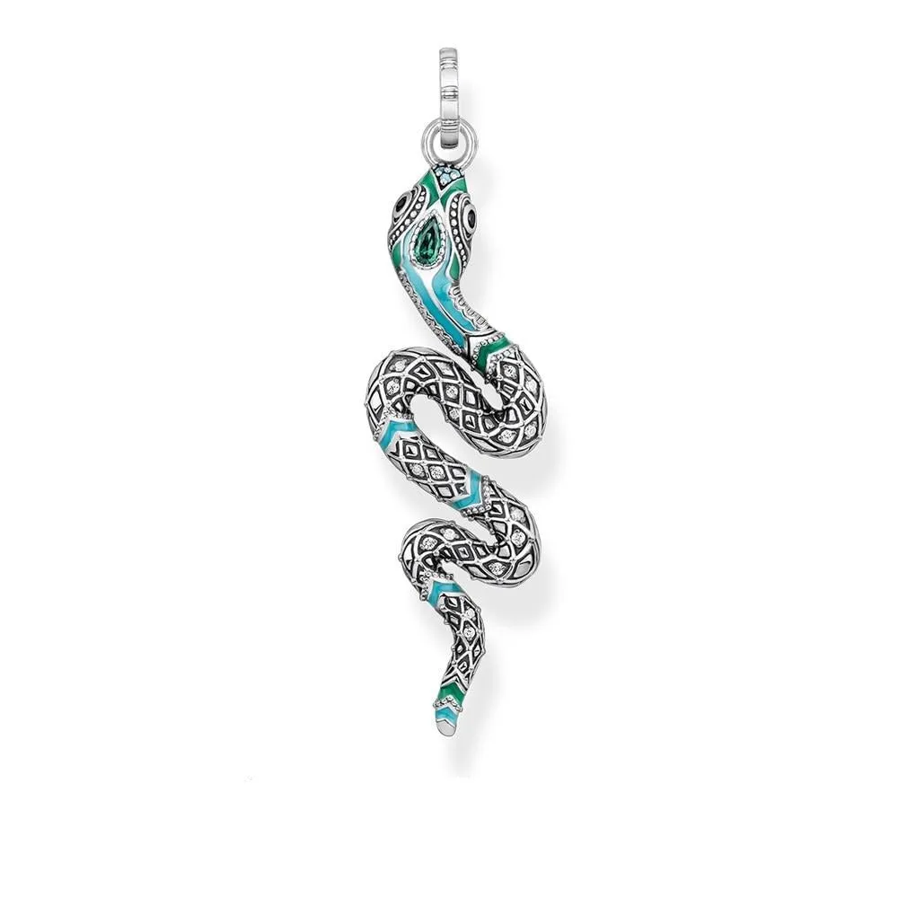 Luxurious Bohemian S925 Silver Snake Pendant