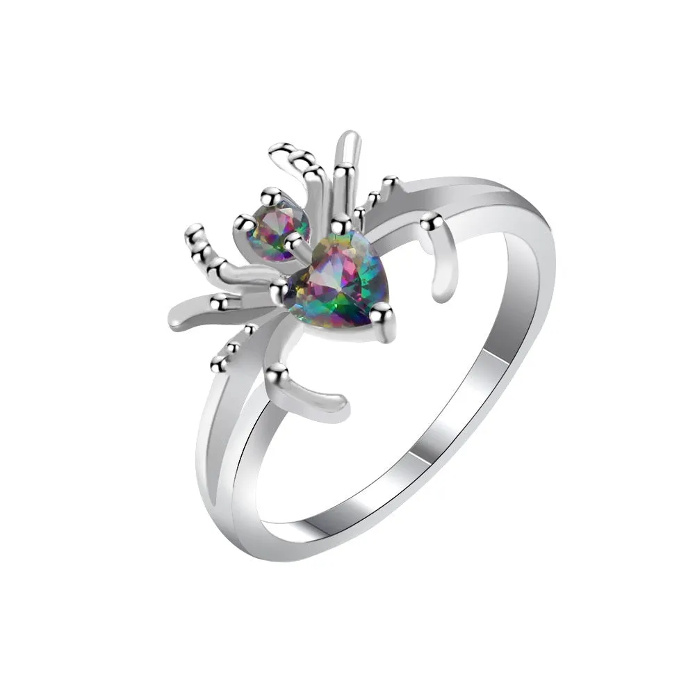 Luxurious Crystal S925 Silver Spider Ring