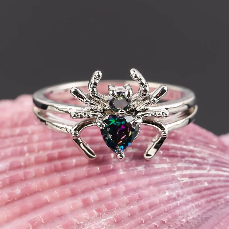 Luxurious Crystal S925 Silver Spider Ring