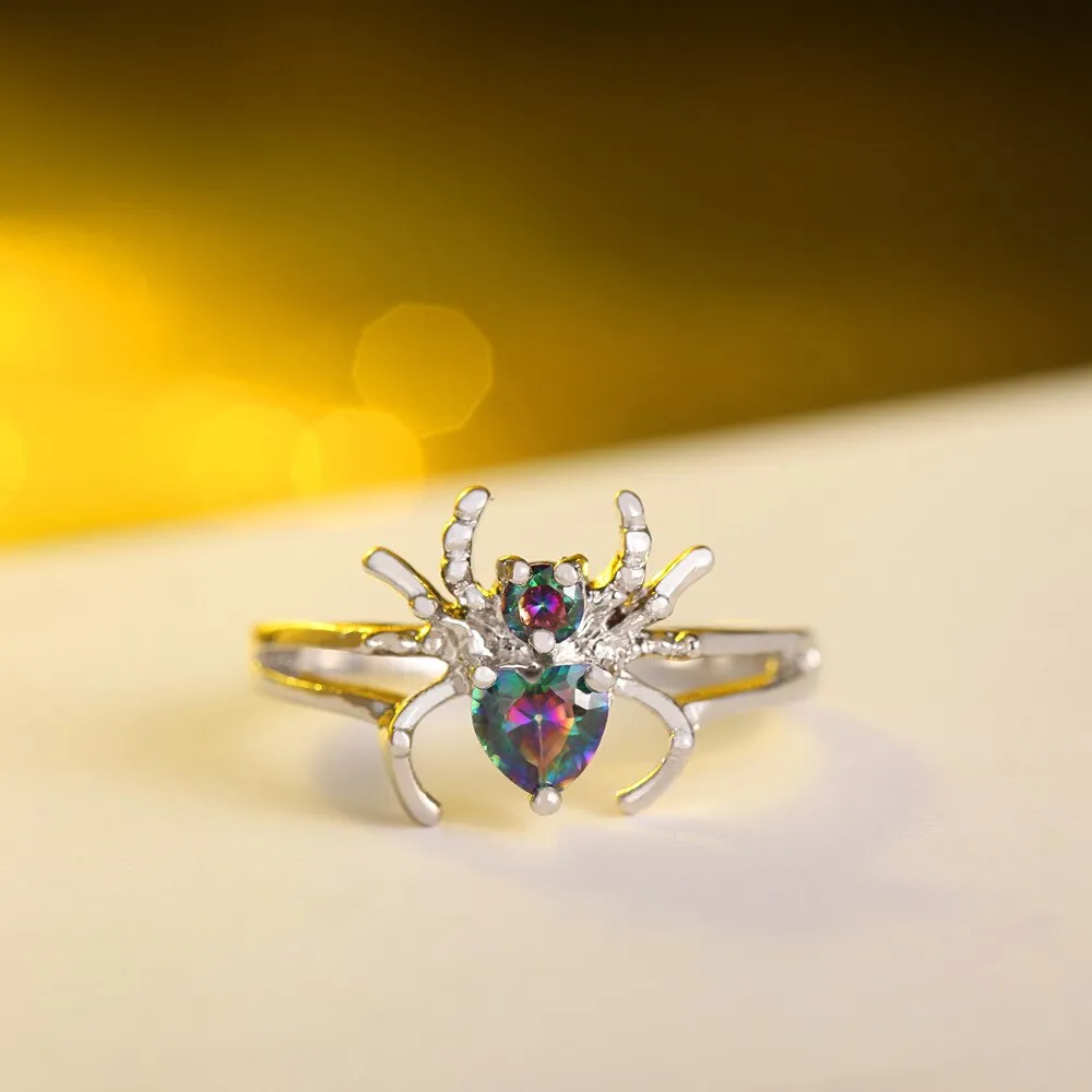 Luxurious Crystal S925 Silver Spider Ring