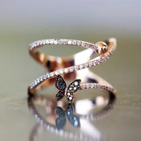 Luxurious Diamond Spiral Butterfly Ring