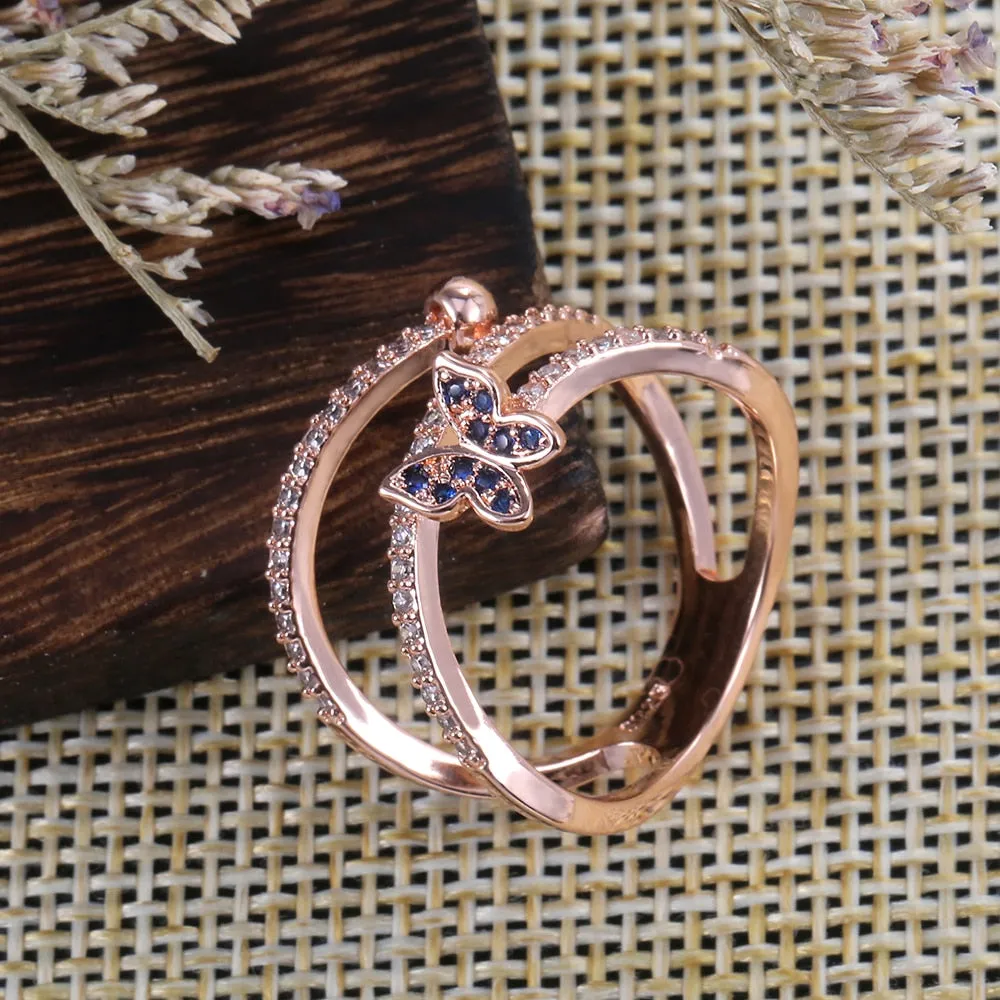 Luxurious Diamond Spiral Butterfly Ring