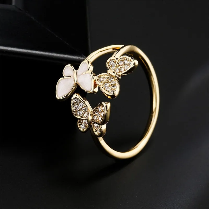 Luxurious Gold Plated Butterfly Ring