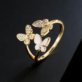 Luxurious Gold Plated Butterfly Ring