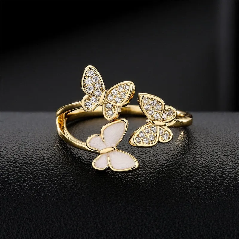 Luxurious Gold Plated Butterfly Ring