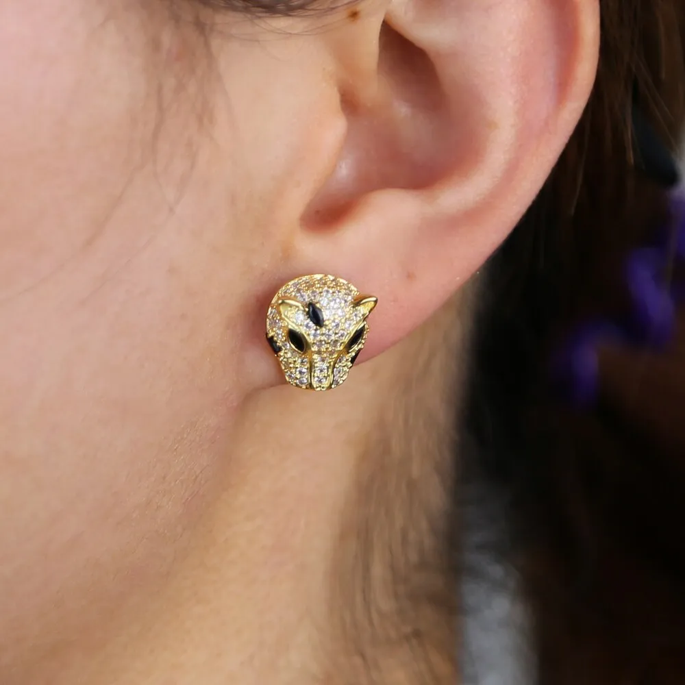 Luxurious Gold Plated Panther Earrings