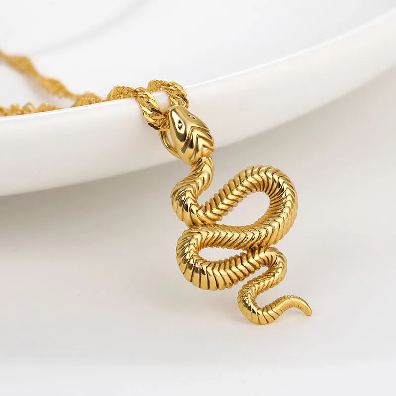 Luxurious Gold Plated Snake Necklace