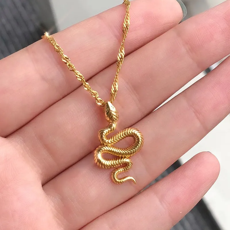 Luxurious Gold Plated Snake Necklace