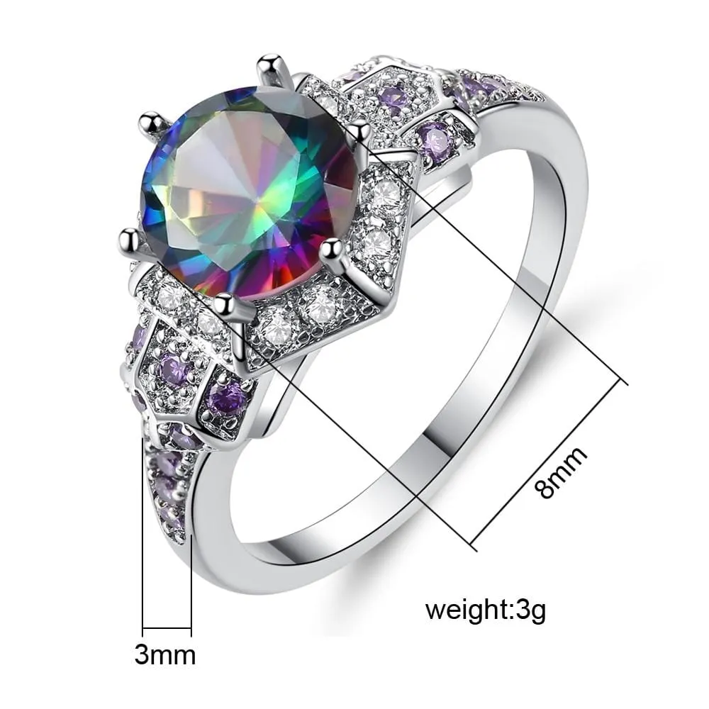 Luxurious Mystic Rainbow Colorful Zircon Ring