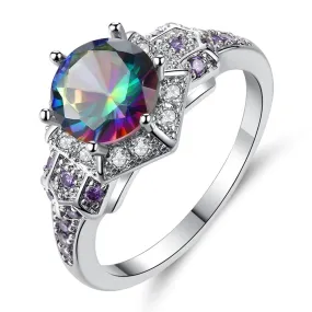 Luxurious Mystic Rainbow Colorful Zircon Ring