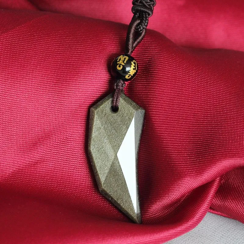 Luxurious Natural Obsidian Stone Wolf Fang Necklace