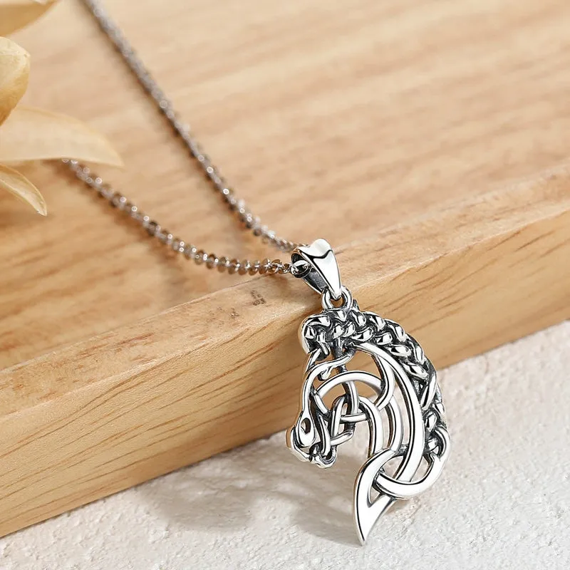 Luxurious Pure S925 Silver Braided Horse Necklace