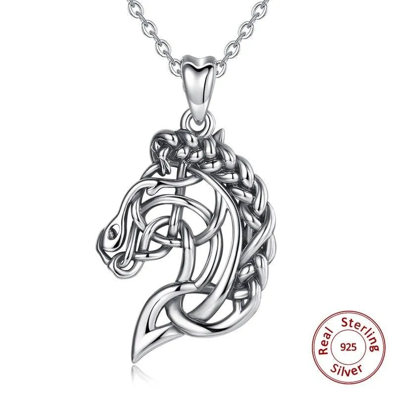 Luxurious Pure S925 Silver Braided Horse Necklace